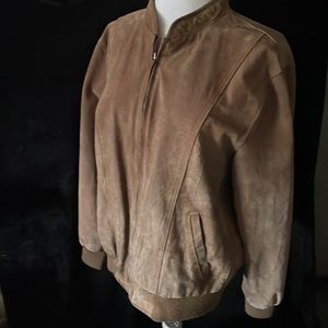 Vintage 70’s WWS Tan Suede Leather Bomber Jacket Pig Split Leather